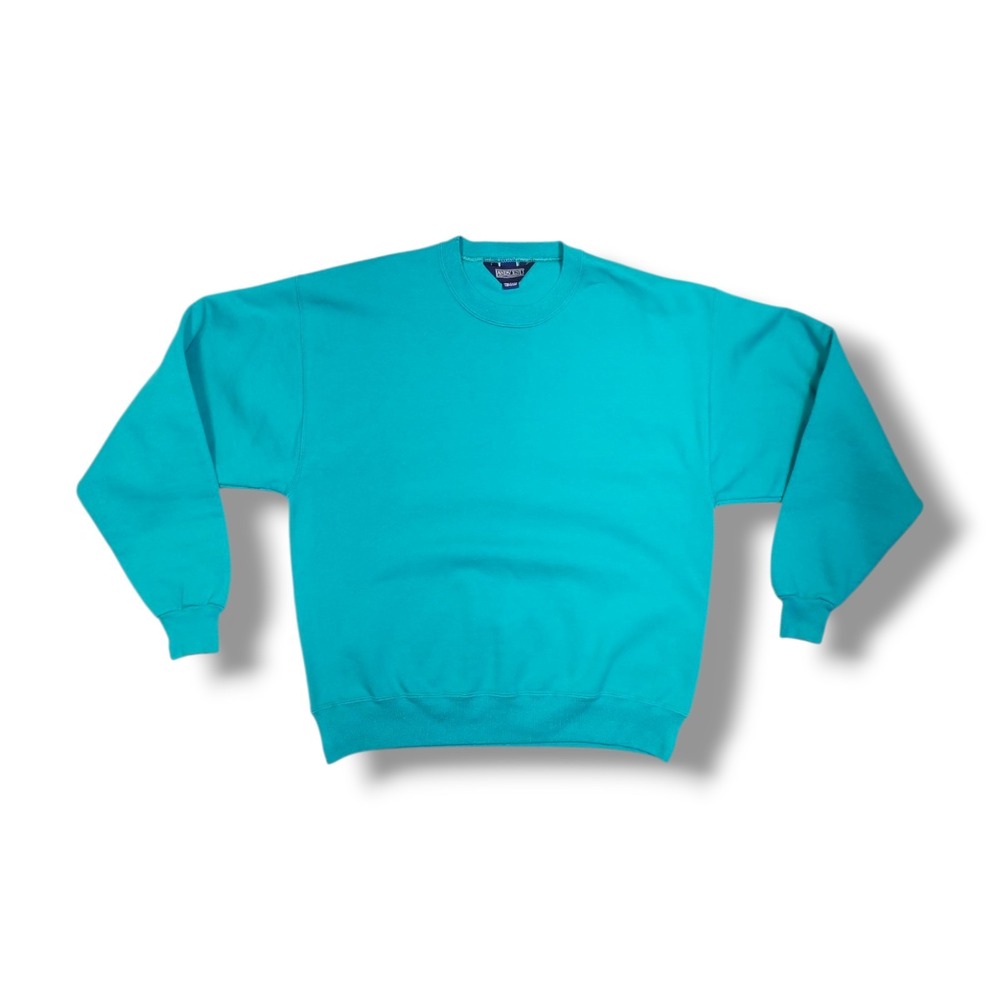 Vintage LANDS END 90s‎ Green Blank Plain USA Made Sweatshirt Unisex M 38-40